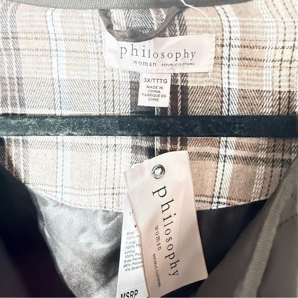 Philosophy Quilted Jacket Olive Green Plus Size 3X NWT - Picture 3 of 9